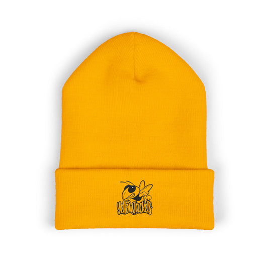 Yellowjackets Mascot Inspired Cuffed Beanie - Vibrant Embroidered Hat, Cozy Gift for Teachers, Students, athletes, and coaches!