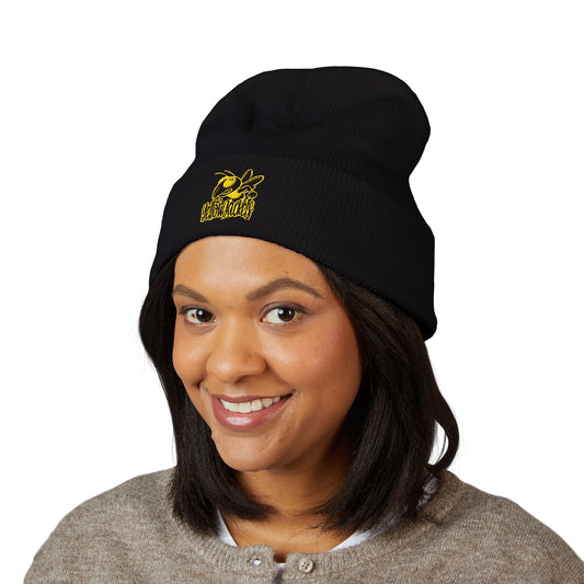 Yellow Jackets Embroidered School Spirit Cuffed Beanie, Winter Hat, Unisex Beanie